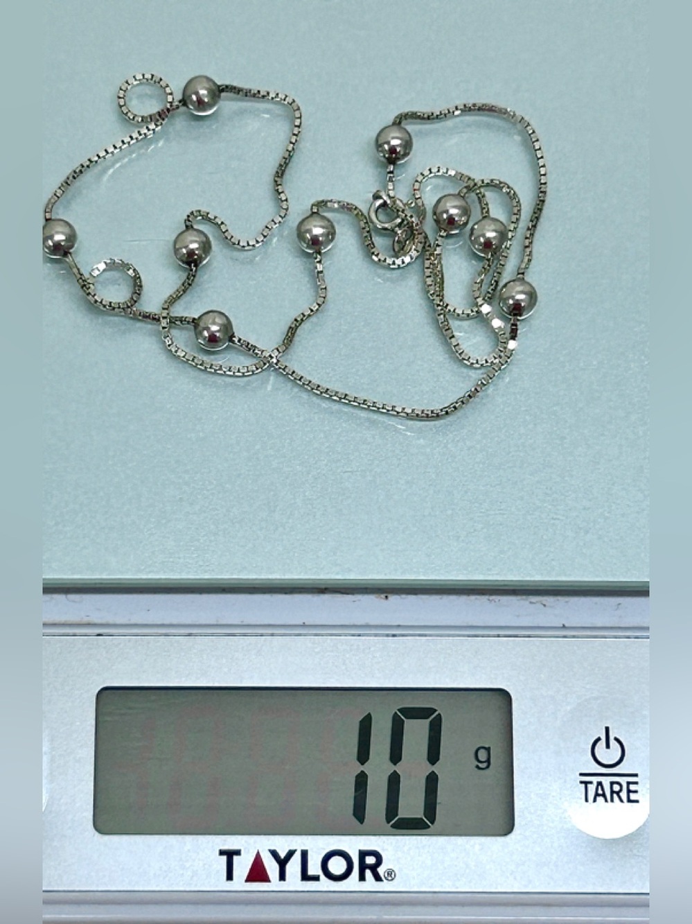 Vintage Sterling Silver Beaded Box Chain Necklace - Picture 10 of 16